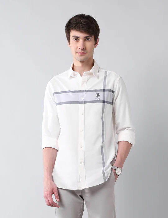Horizontal Striped Tailored Fit Shirt